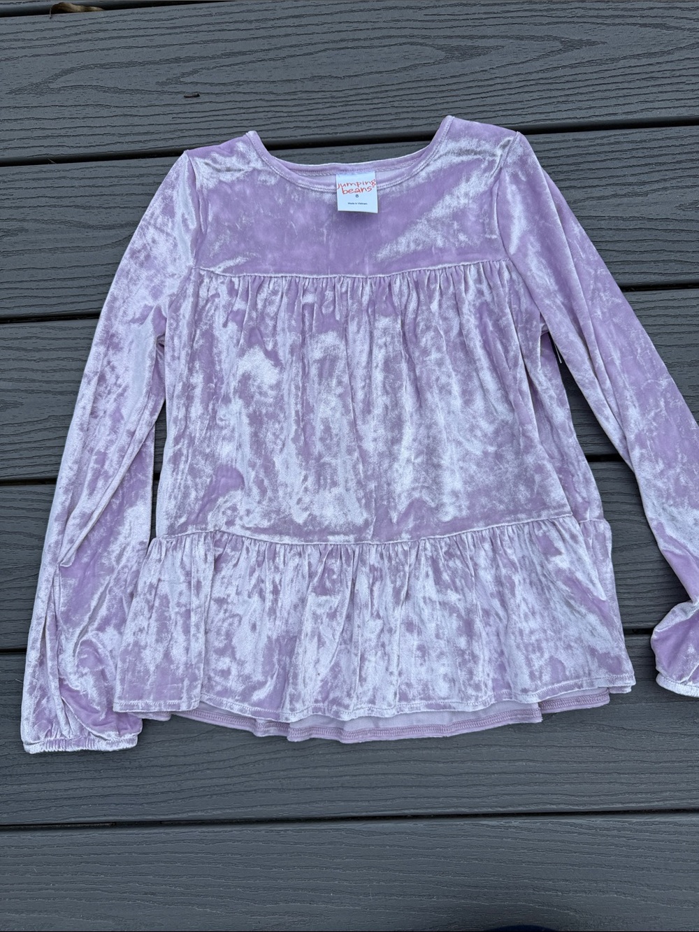 jumping beans Lilac Velvet Long-Sleeve Peplum Top